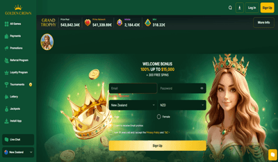 Golden Crown Casino – skjermbilde fra nettsiden